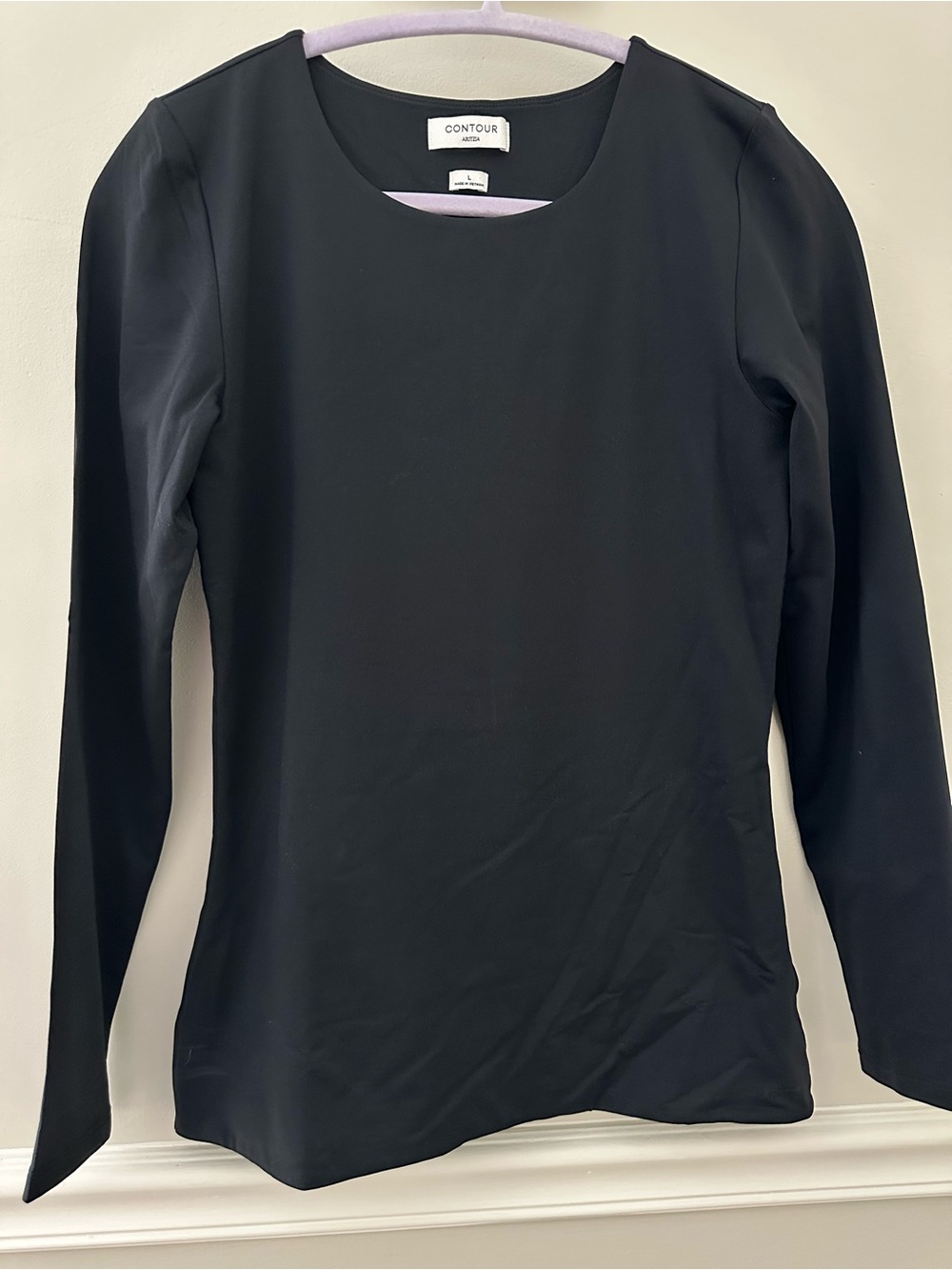 Aritzia Contour Black Long-Sleeve Scoop Neck Top Large